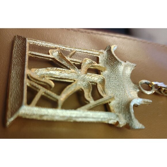 Gold Tone Eternity Pendant Chinese character for in White Enamel with Chain - Picture 8 of 10